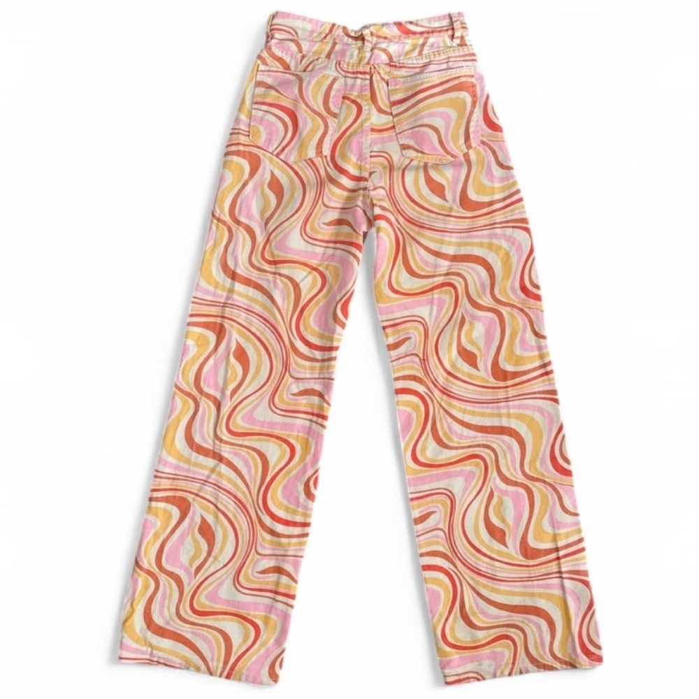 Retro Orange and Pink Wave High Rise Wide Leg Denim Size 27” - Picture 3 of 4